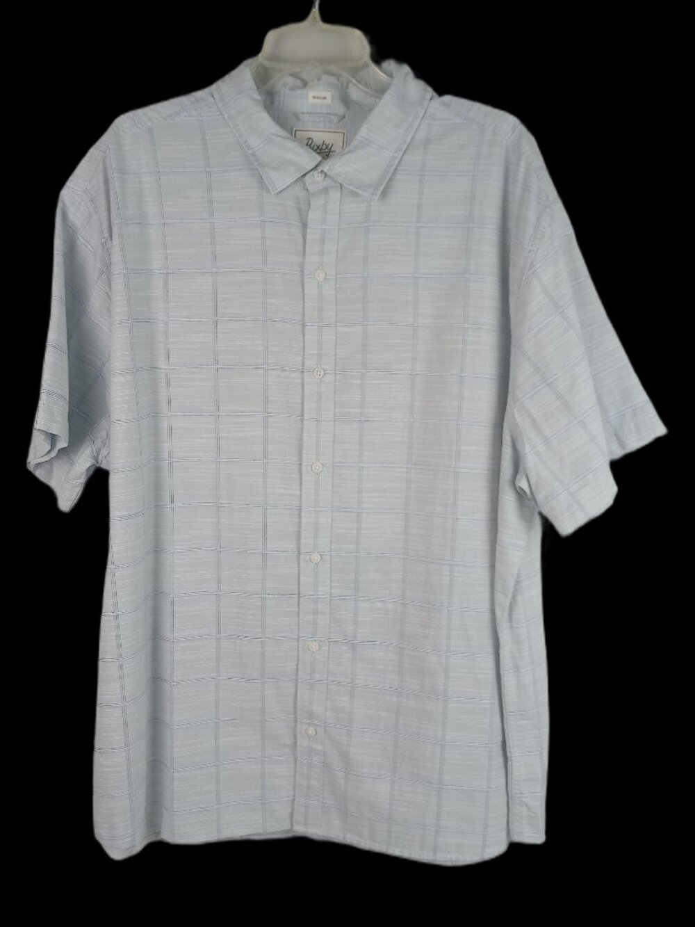 Bixby Nomad Mens XXL Gray White Blue Relaxed Fit Button Up Short Sleeve‎ Shirt
